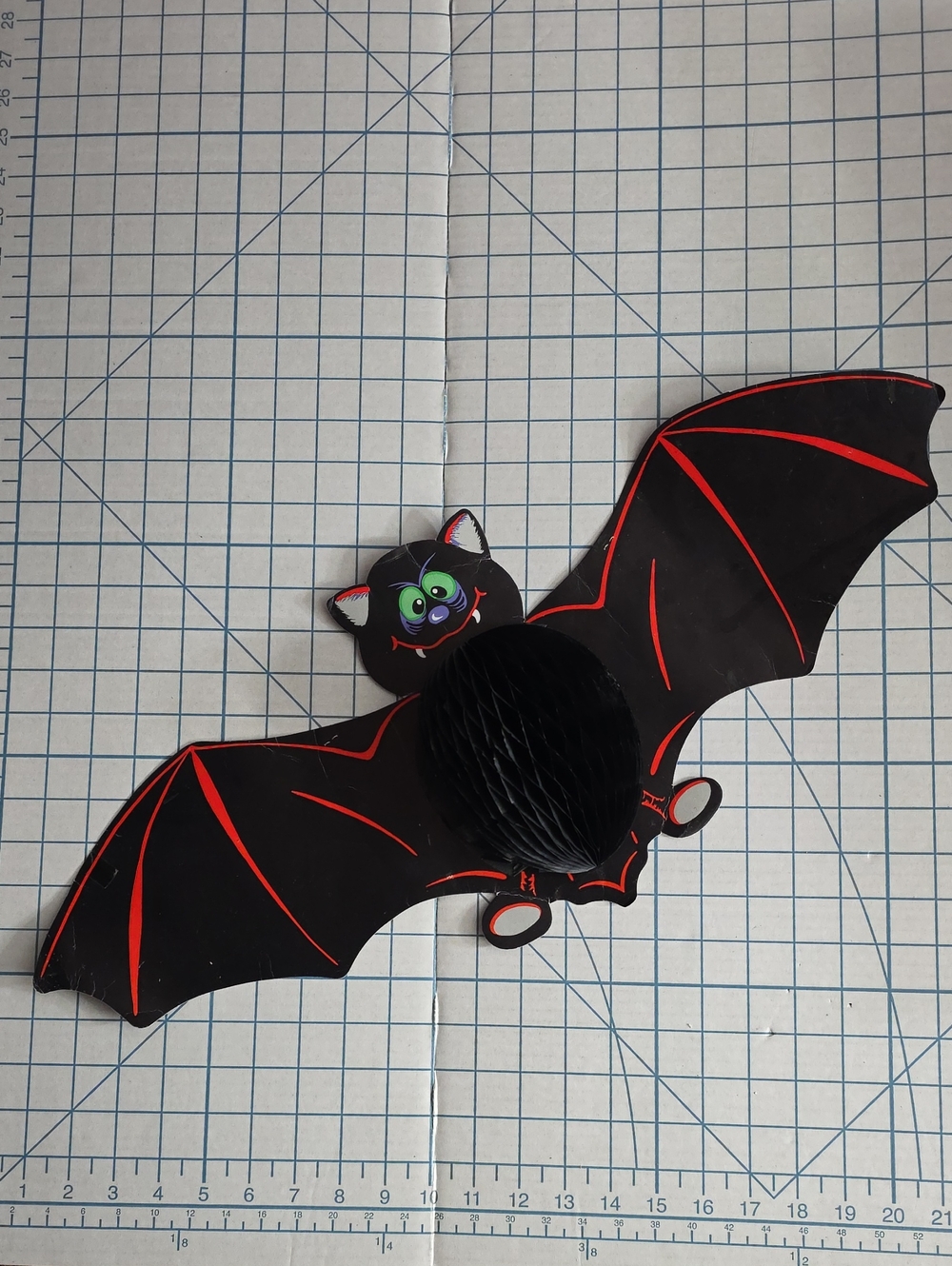 Black and Red Honeycomb Bat Wall Decoration, Vintage By Amscan Inc.